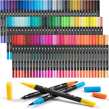 120 Värvi Dual Nippi Harja Art Sm-i Pliiatsid Värvimine Sm-i Trahvi & Brush Tip Pen Täiskasvanud Värvimine Raamatu Märkus Võttes Kunsti Tarnija