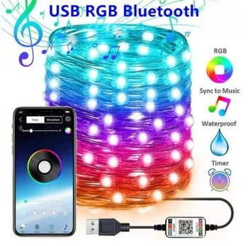 2/5/10/15/20M Smart RGB Haldjas String Valgus USB-bluetooth-light string telefoni APP kontrolli vasktraat kerge DIY Jõulud decor