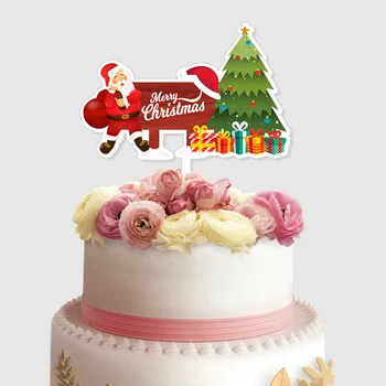 2023 Uus Merry Christmas Cake Torukübar Akrüül Santa kinkekarbis Hirv Cupcake Torukübar Jõulud Xmas Decor Pool Kook Dekoratsioonid