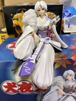 Anime Sesshomaru Tegevus Joonis Inuyasha Cup Nuudlid Figura Istub Kujukeste 12cm PVC Mudel Nukk Mänguasjad