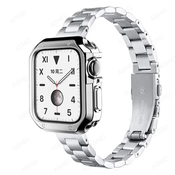 Apple watch 7 esiliistu + juhul 45mm 41mm slim Roostevaba Teras rihma iwatch 6 5 4 se 44mm 40mm 3 42mm 38mm bänd TPÜ juhul katta