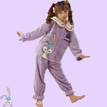 Disney Pidžaama Komplekt Lapsed Minnie Mouse Linabell Stellalou Pikad Varrukad Püksid Cartoon Paks Sooja Talve Tüdrukute Riided Komplekti Palus