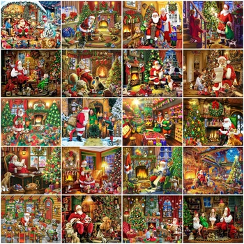 EverShine 5D Diamond Tikandid Santa Claus Cartoon Diamond Maali Portree Uute tulijate Mosaiik Jõulupuu Home Decor